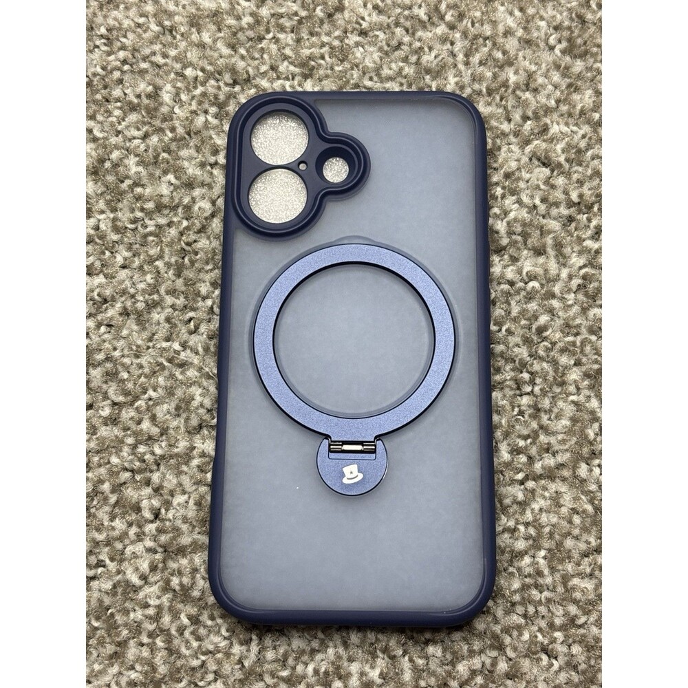 Magic John iPhone 16 Matte Magnetic Case with O-Ring Kickstand - Blue